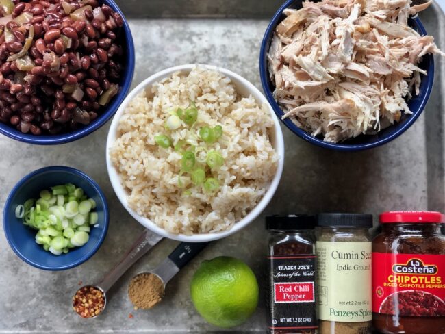 black beans and rice with chicken and apple salsa ingredients
