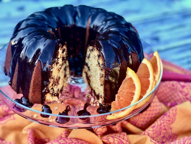 Orange Chocolate Chunk Bundt Cake with Chocolate Ganache