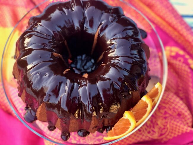 chocolate ganache on top of cake