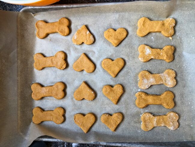 Peanut Butter & Pumpkin Dog Biscuits out of the oven