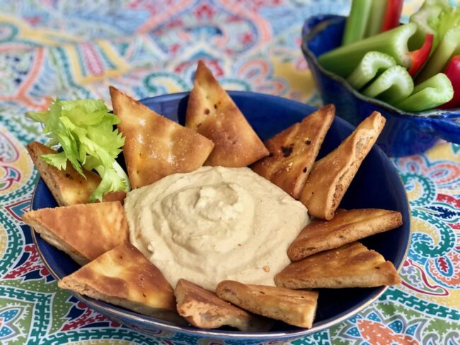 Roasted Yellow Pepper Feta Dip with Pita Chips