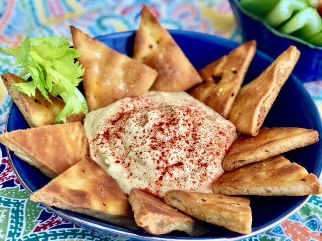 Roasted Yellow Pepper and Feta Dip served with Pita Wedges