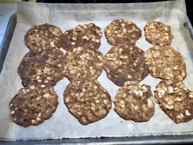 oatmeal spice cookies on a baking sheet